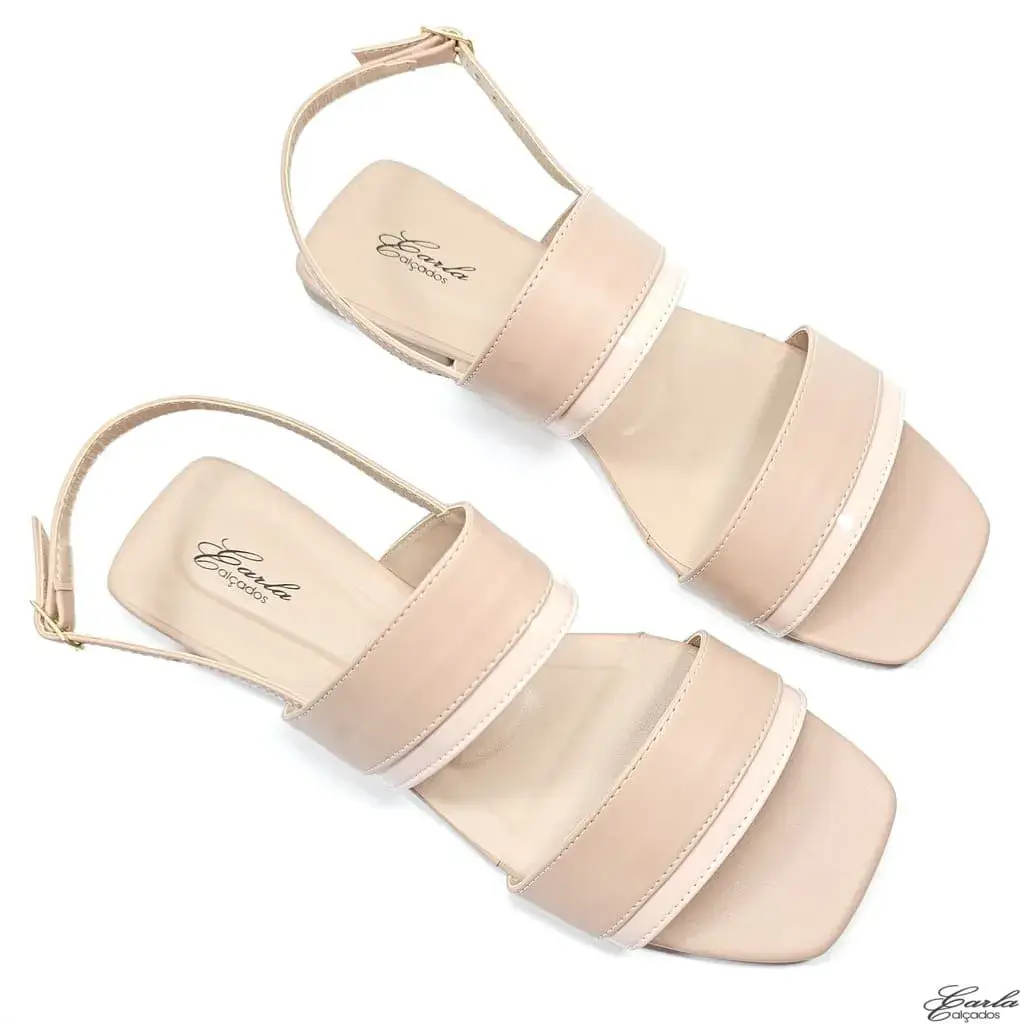 Rasteirinha Sandália Nude Tiras Largas Tamanho Especial Rasteirinha Sandália Nude Tiras Largas Tamanho Especial
