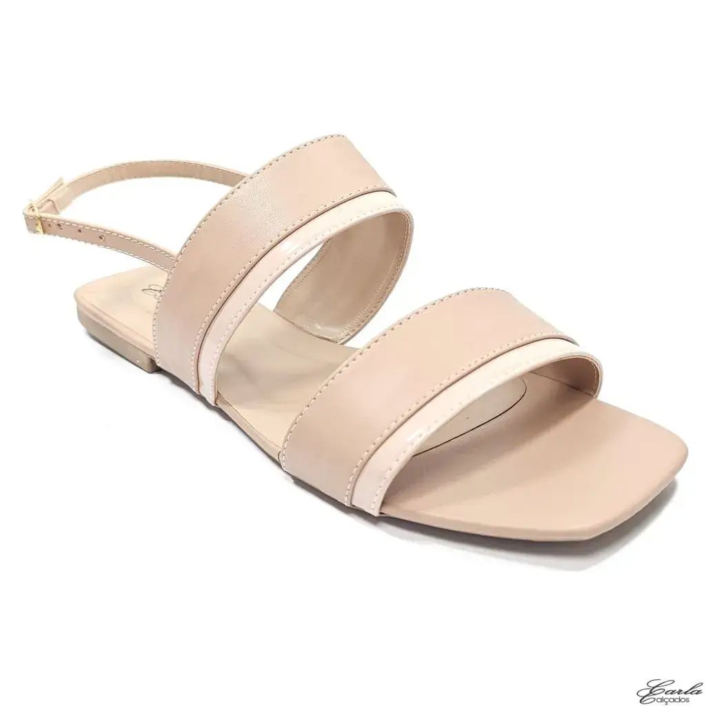 Rasteirinha Sandália Nude Tiras Largas Tamanho Especial Rasteirinha Sandália Nude Tiras Largas Tamanho Especial
