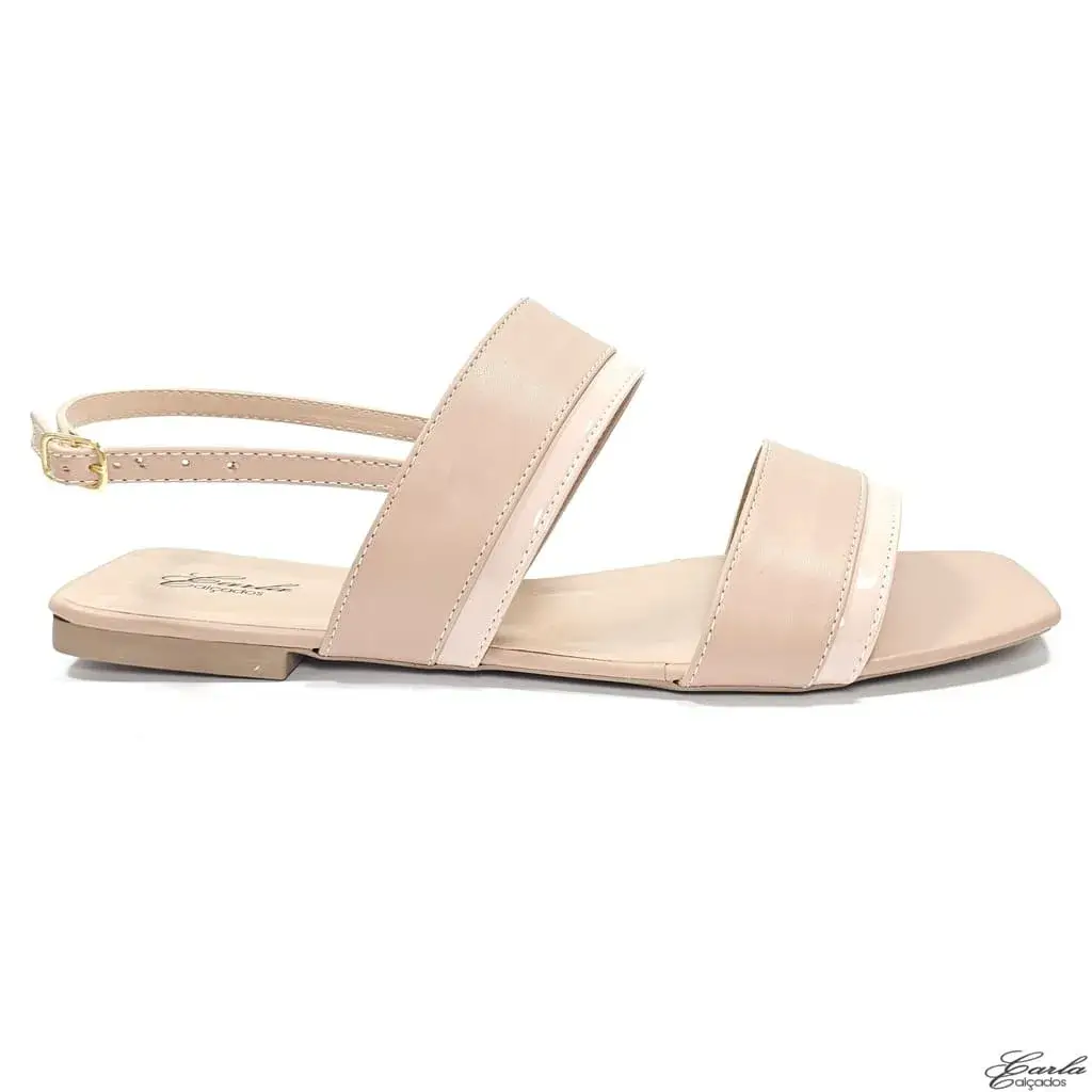 Rasteirinha Sandália Nude Tiras Largas Tamanho Especial