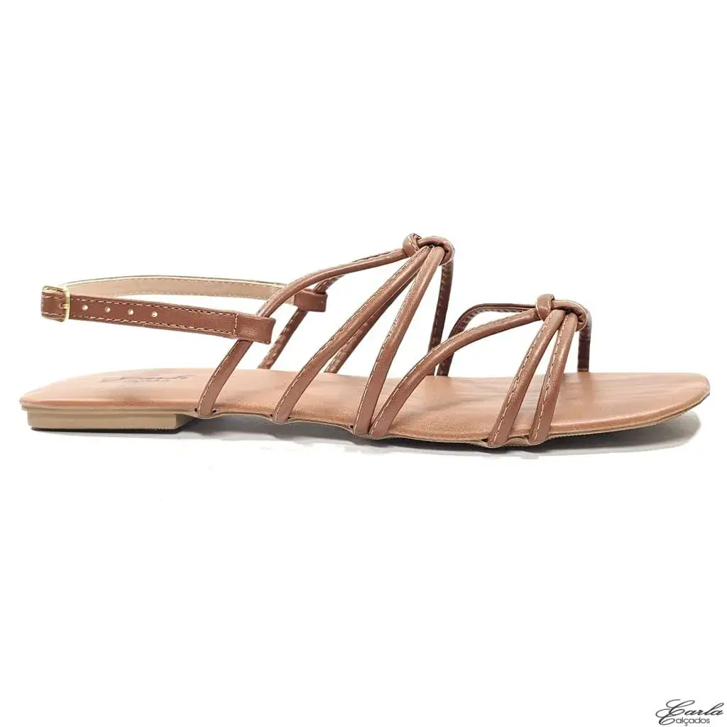 Rasteirinha Sandália Caramelo Tiras Tamanho Especial