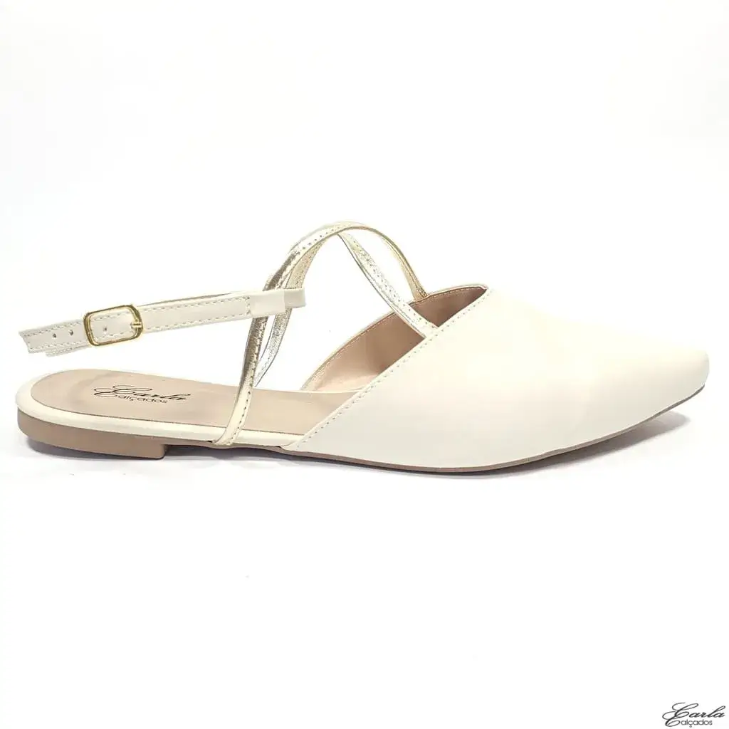 Sapatilha Salomé Slingback Off White Tamanho Especial