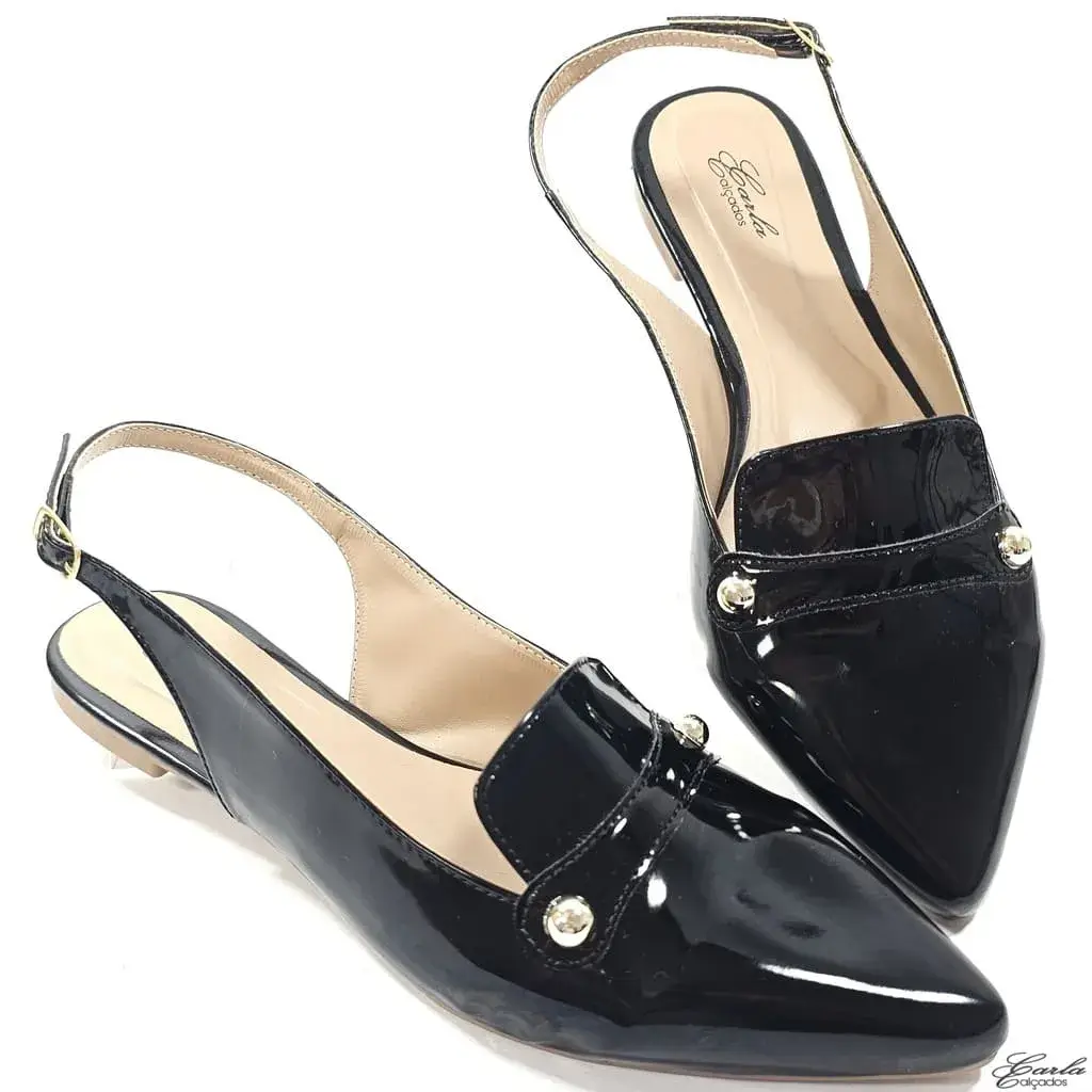 Sapatilha Preta Slingback Tamanho Especial
