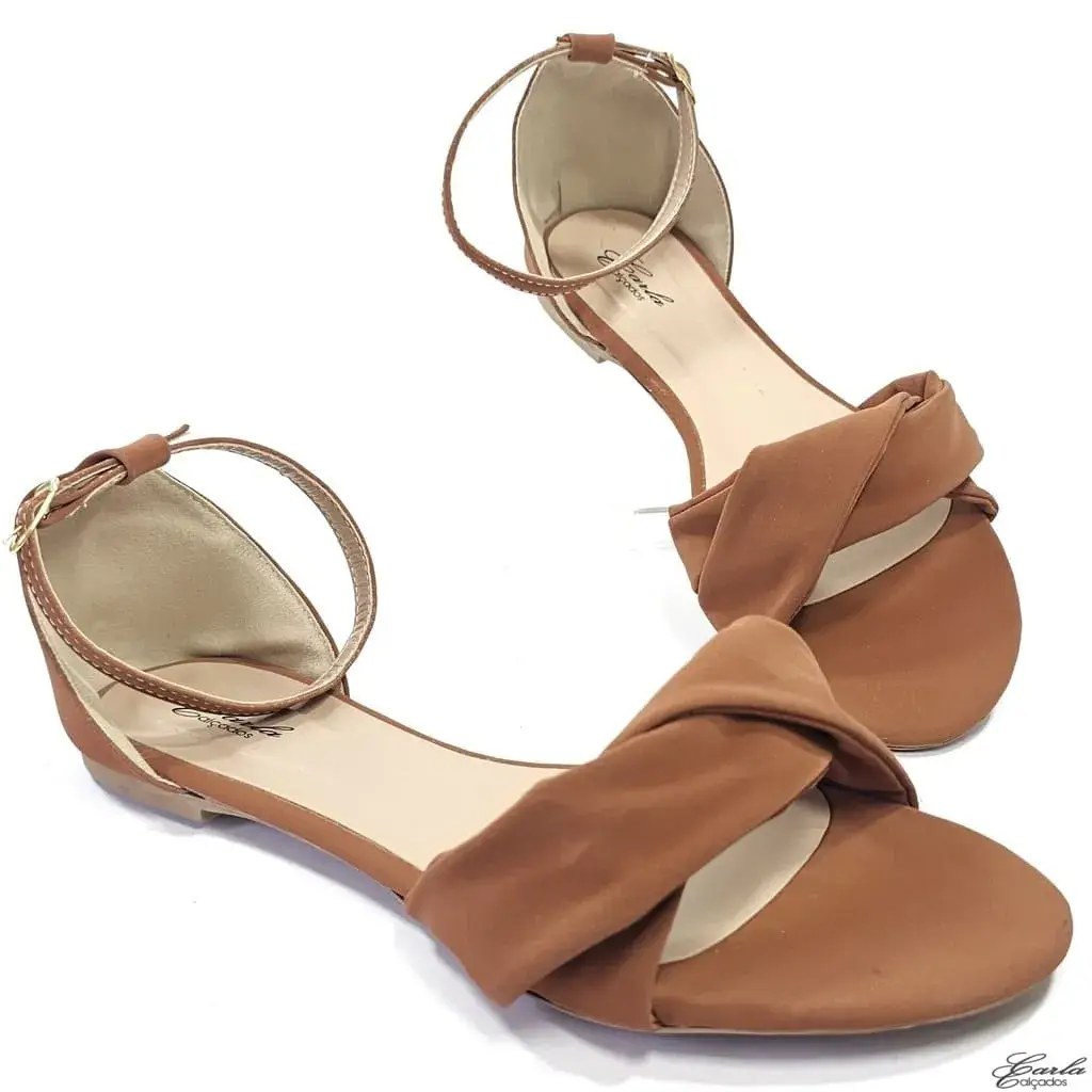 Rasteirinha Sandália Suede Caramelo Tamanho Especial