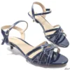 Sandália Salto Fino 3cm Azul Marinho Tamanho Especial