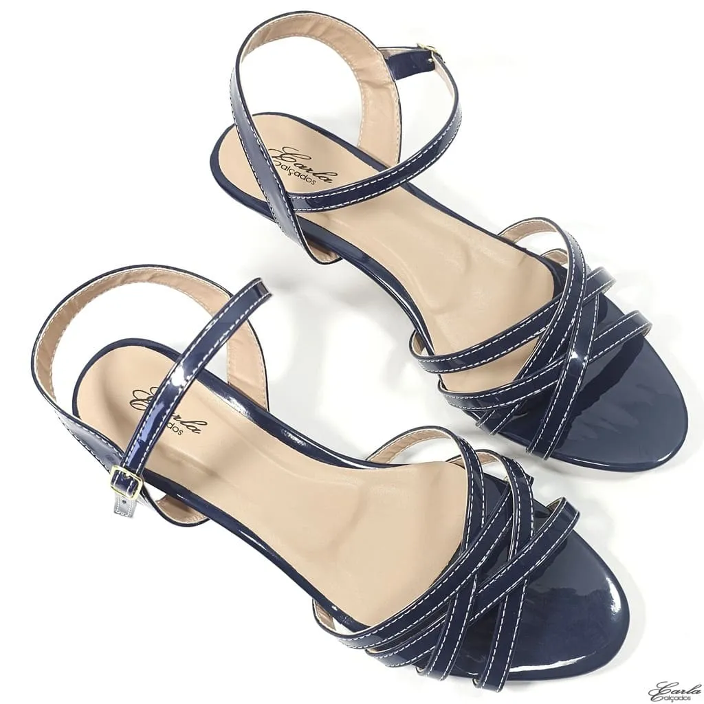 Sandália Salto Fino 3cm Azul Marinho Tamanho Especial Sandália Salto Fino 3cm Azul Marinho Tamanho Especial