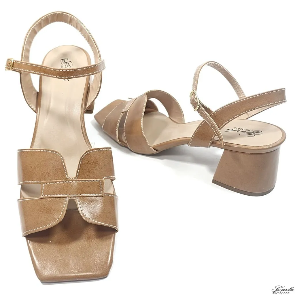 Sandália Salto Bloco 5cm Estilo H Tamanho Especial Castor Sandália Salto Bloco 5cm Estilo H Tamanho Especial Castor