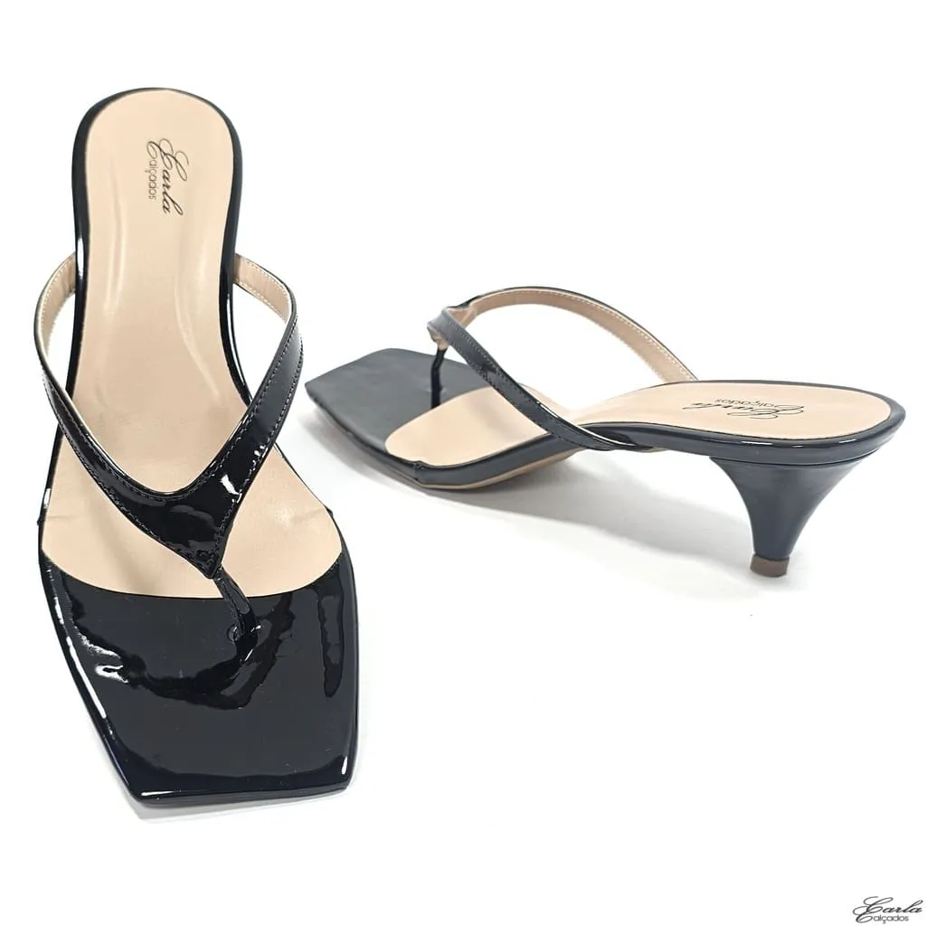 Tamanco Sandália Thong Salto 5cm Tamanho Especial Preto Tamanco Sandália Thong Salto 5cm Tamanho Especial Preto