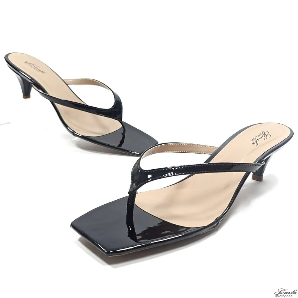 Tamanco Sandália Thong Salto 5cm Tamanho Especial Preto Tamanco Sandália Thong Salto 5cm Tamanho Especial Preto
