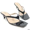Tamanco Sandália Thong Salto 5cm Tamanho Especial Preto