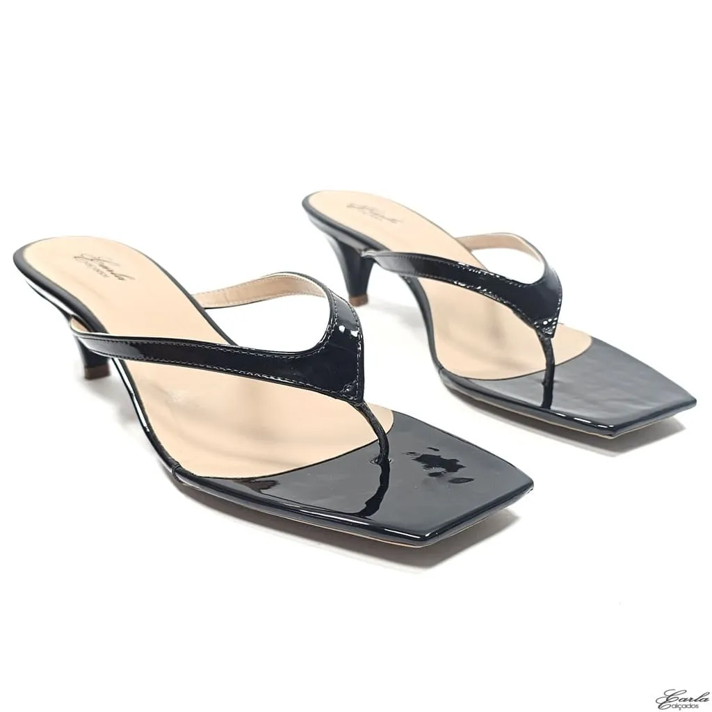 Tamanco Sandália Thong Salto 5cm Tamanho Especial Preto Tamanco Sandália Thong Salto 5cm Tamanho Especial Preto