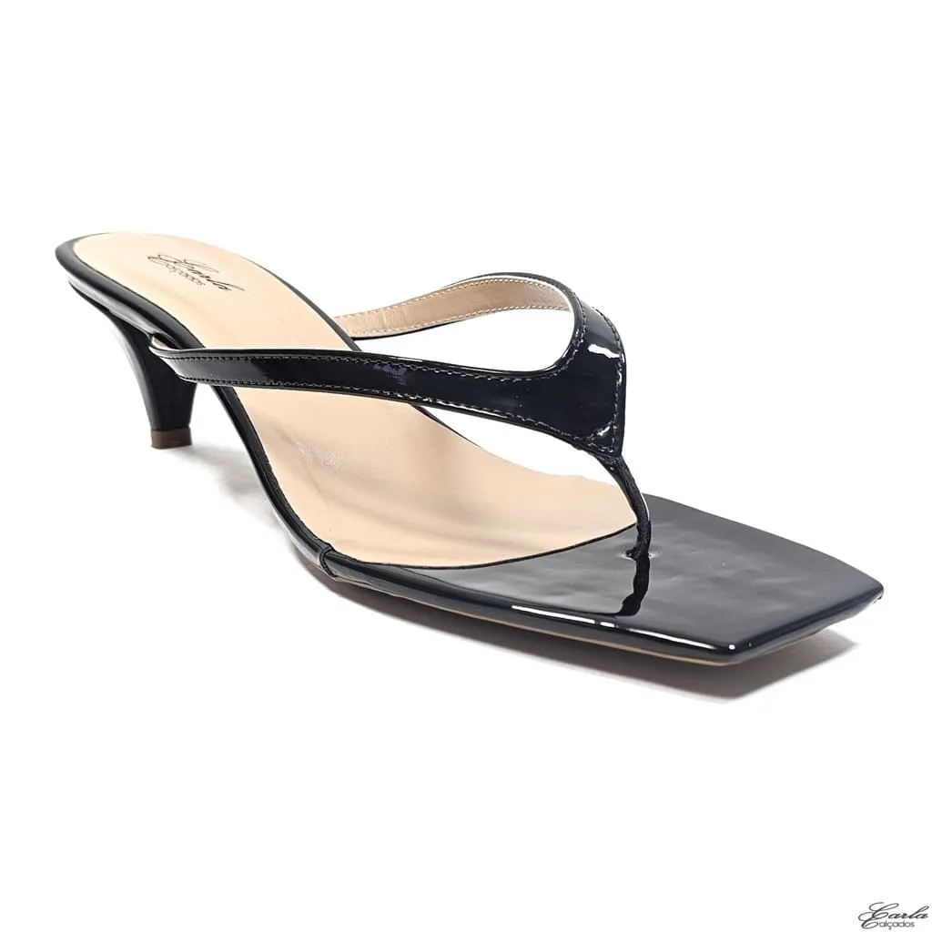 Tamanco Sandália Thong Salto 5cm Tamanho Especial Preto Tamanco Sandália Thong Salto 5cm Tamanho Especial Preto