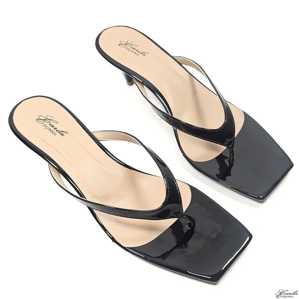 Tamanco Sandália Thong Salto 5cm Tamanho Especial Preto Tamanco Sandália Thong Salto 5cm Tamanho Especial Preto