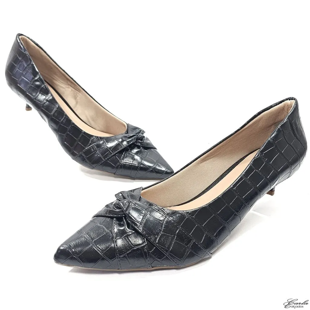 Scarpin 3cm Preto Croco Tamanho Especial Scarpin 3cm Preto Croco Tamanho Especial