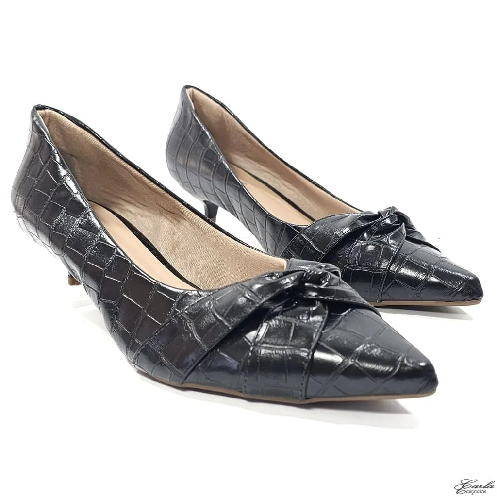 Scarpin 3cm Preto Croco Tamanho Especial Scarpin 3cm Preto Croco Tamanho Especial
