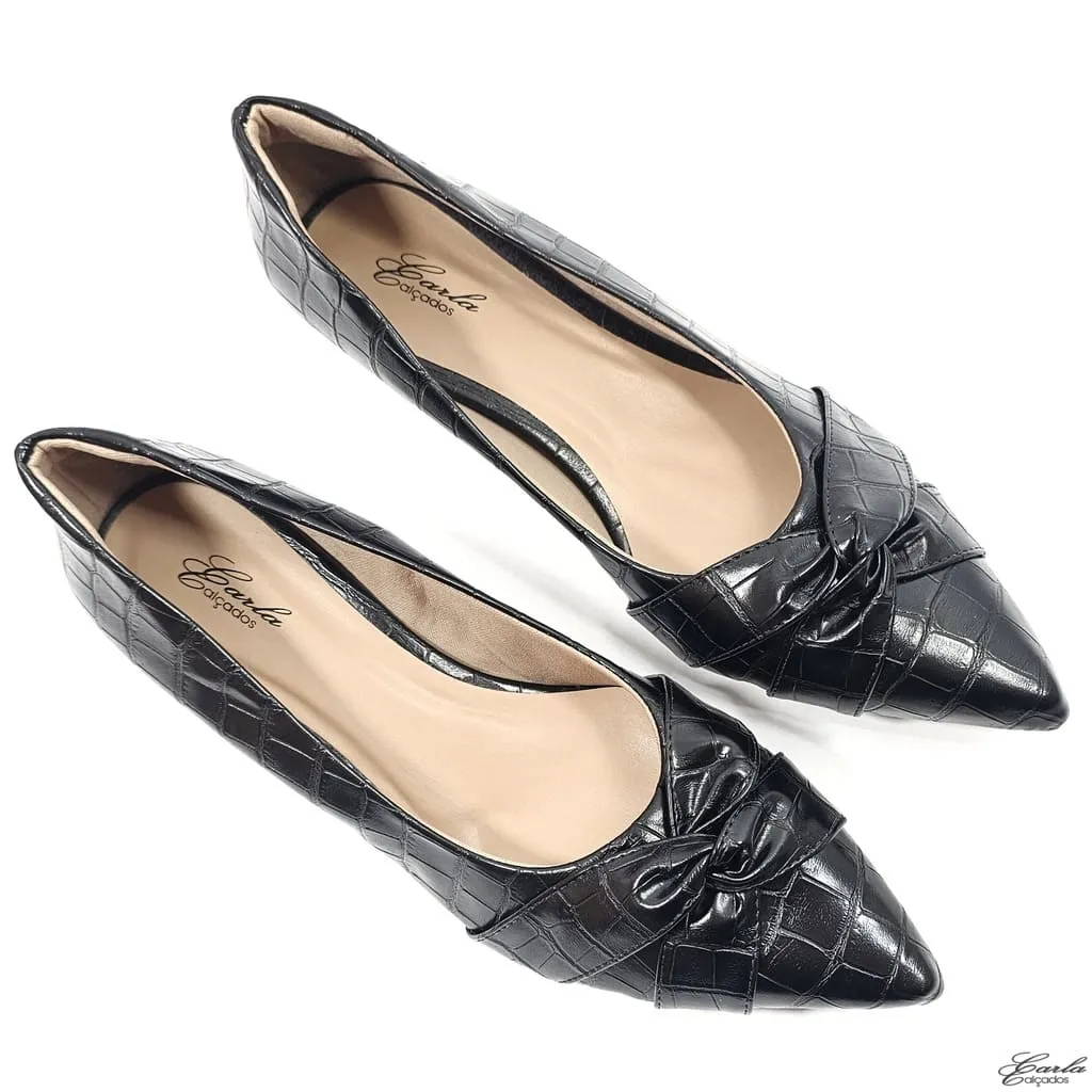Scarpin 3cm Preto Croco Tamanho Especial Scarpin 3cm Preto Croco Tamanho Especial
