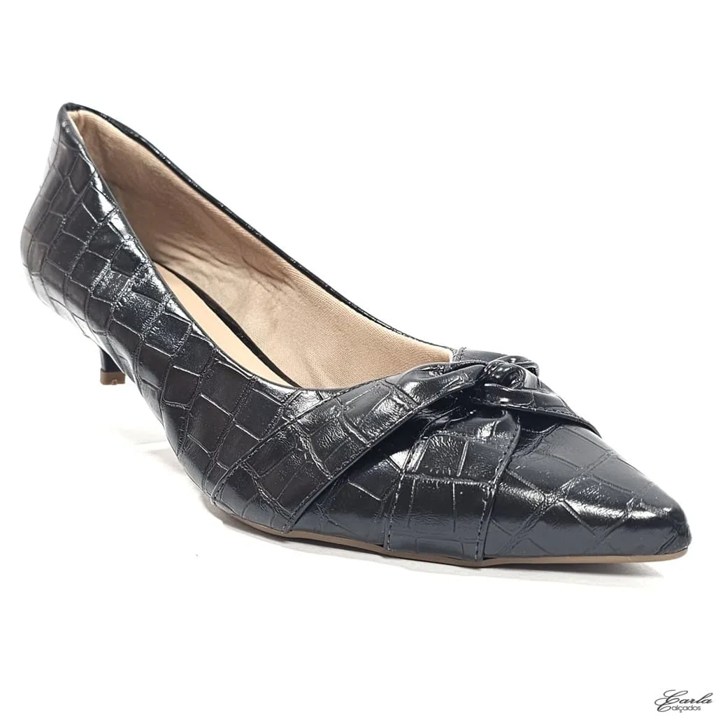 Scarpin 3cm Preto Croco Tamanho Especial Scarpin 3cm Preto Croco Tamanho Especial