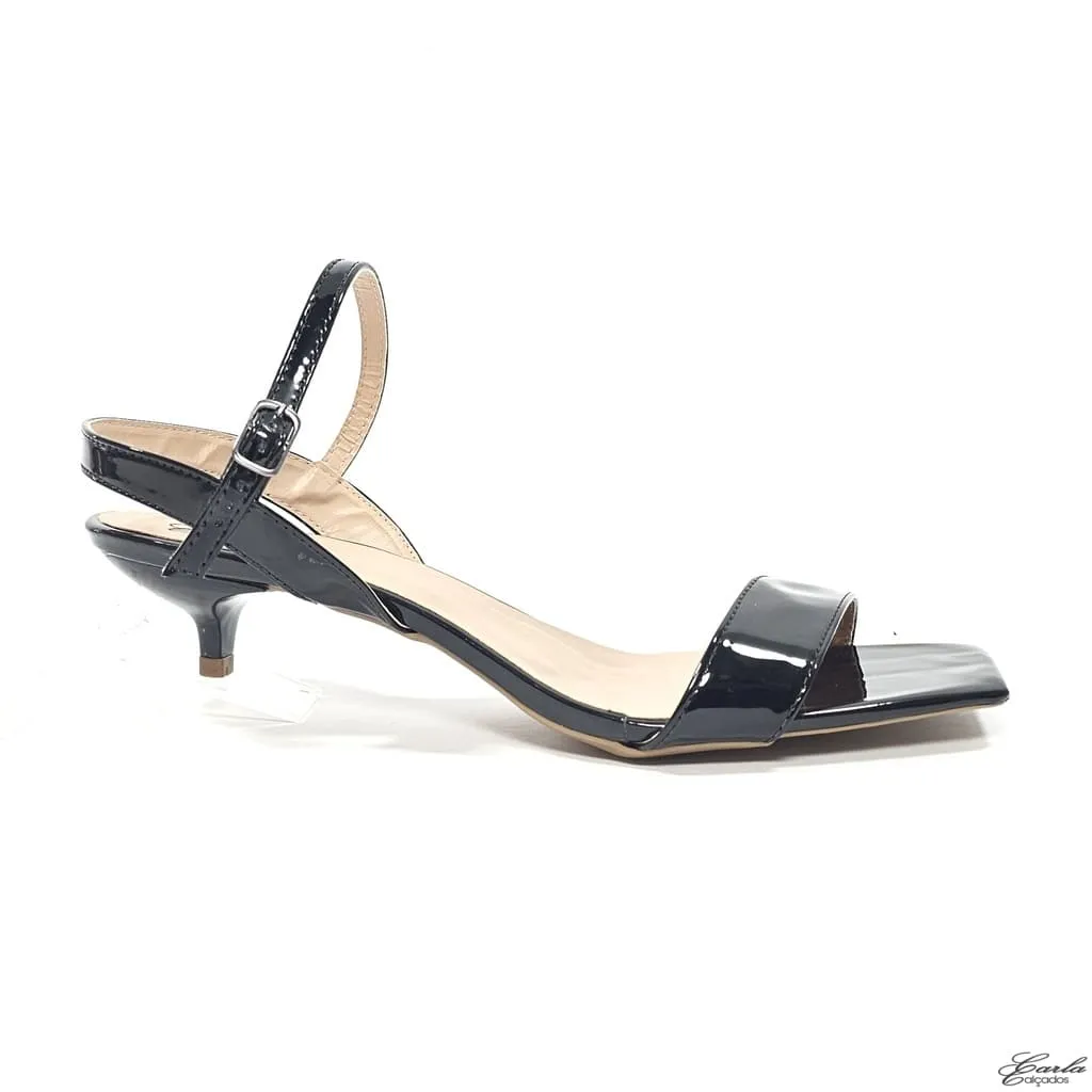 Sandália Clássica Salto 3cm Fino Tamanho Especial Preto Verniz