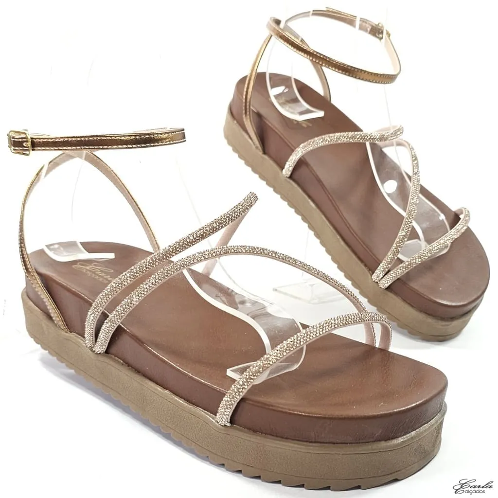 Plataforma Papete Boho Chic Strass Tamanho Especial