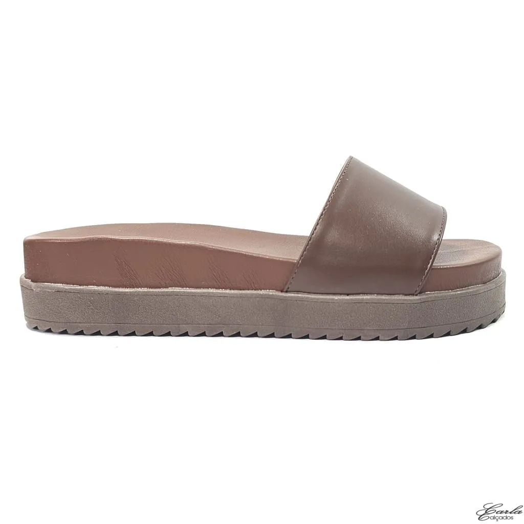 Plataforma Papete Boho Chic Slide Tamanho Especial Mocha Mousse