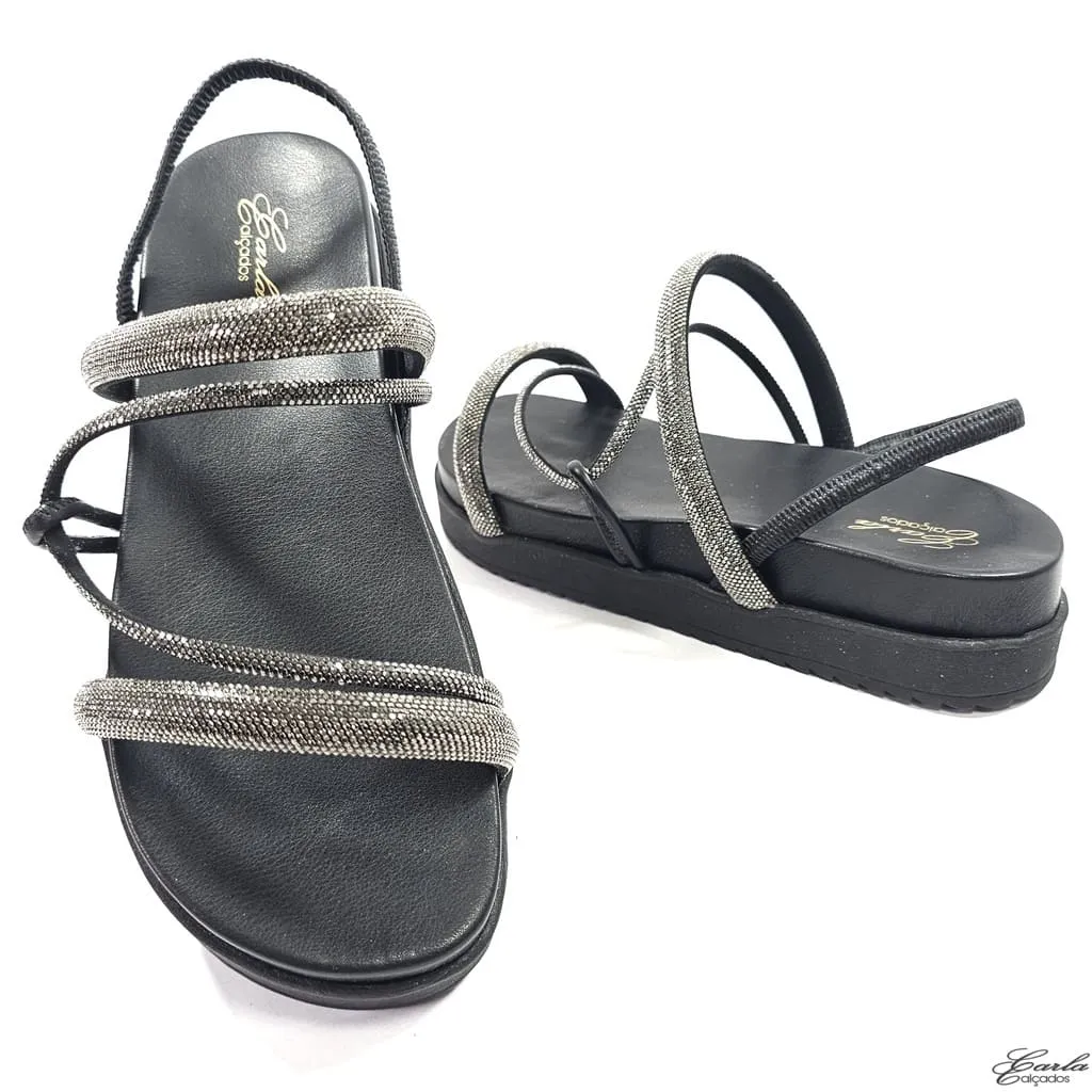 Plataforma Papete Preta Strass Tamanho Especial Plataforma Papete Preta Strass Tamanho Especial