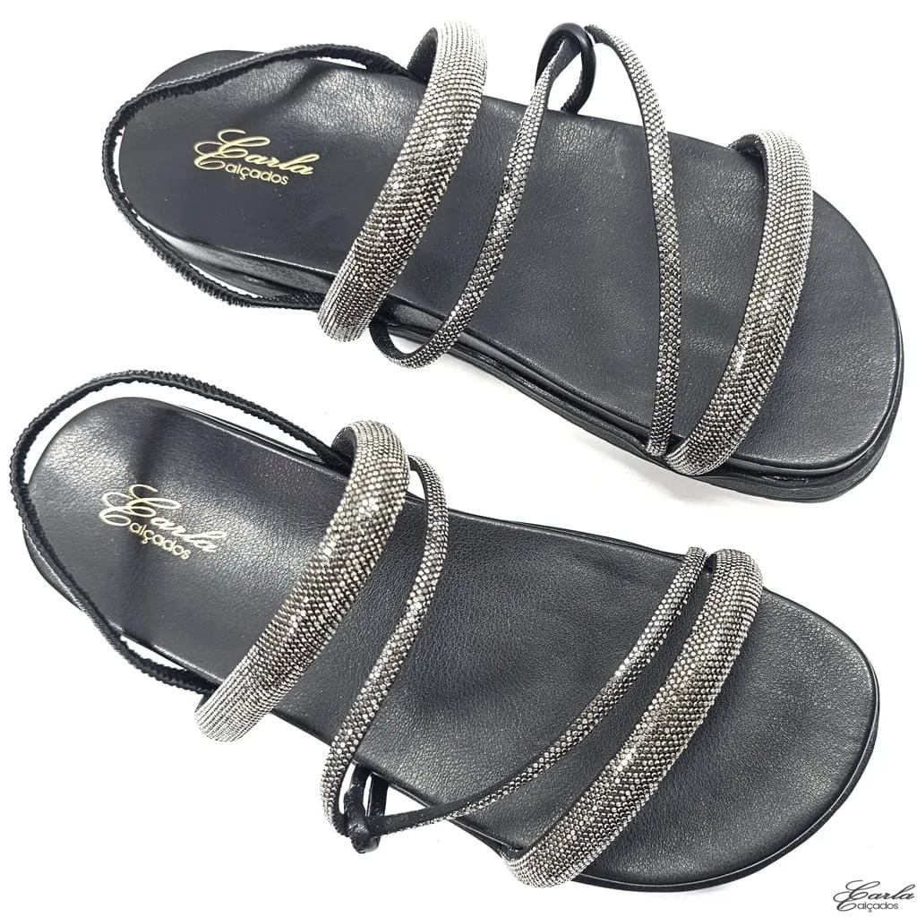 Plataforma Papete Preta Strass Tamanho Especial Plataforma Papete Preta Strass Tamanho Especial