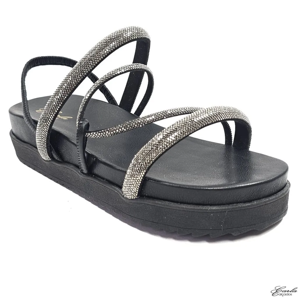 Plataforma Papete Preta Strass Tamanho Especial Plataforma Papete Preta Strass Tamanho Especial