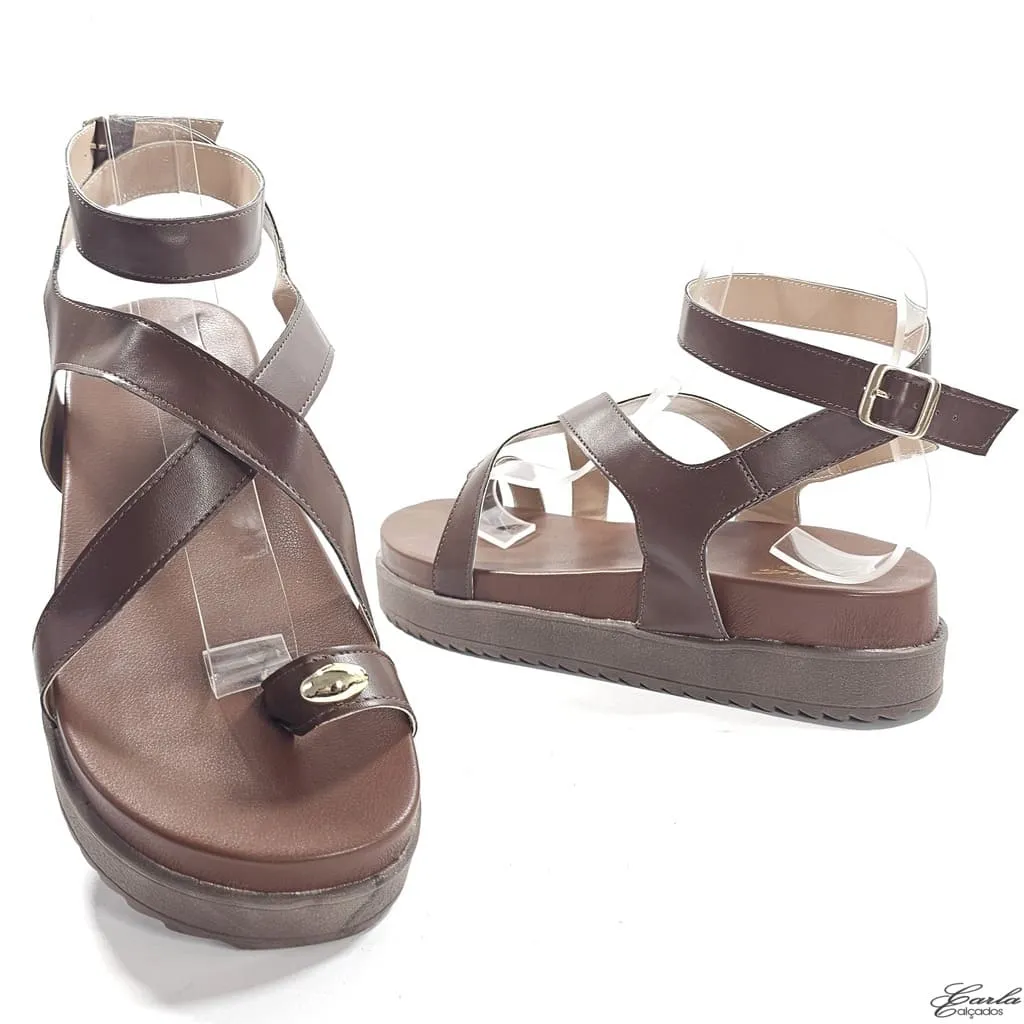 Plataforma Papete Boho Chic Thong Tamanho Especial Mocha Mousse Plataforma Papete Boho Chic Thong Tamanho Especial Mocha Mousse