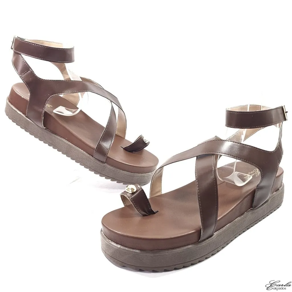 Plataforma Papete Boho Chic Thong Tamanho Especial Mocha Mousse Plataforma Papete Boho Chic Thong Tamanho Especial Mocha Mousse