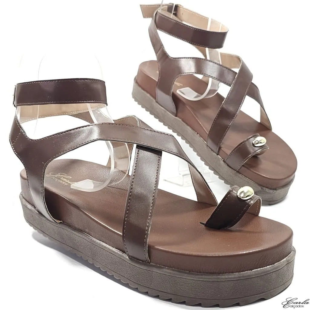 Plataforma Papete Boho Chic Thong Tamanho Especial Mocha Mousse Plataforma Papete Boho Chic Thong Tamanho Especial Mocha Mousse