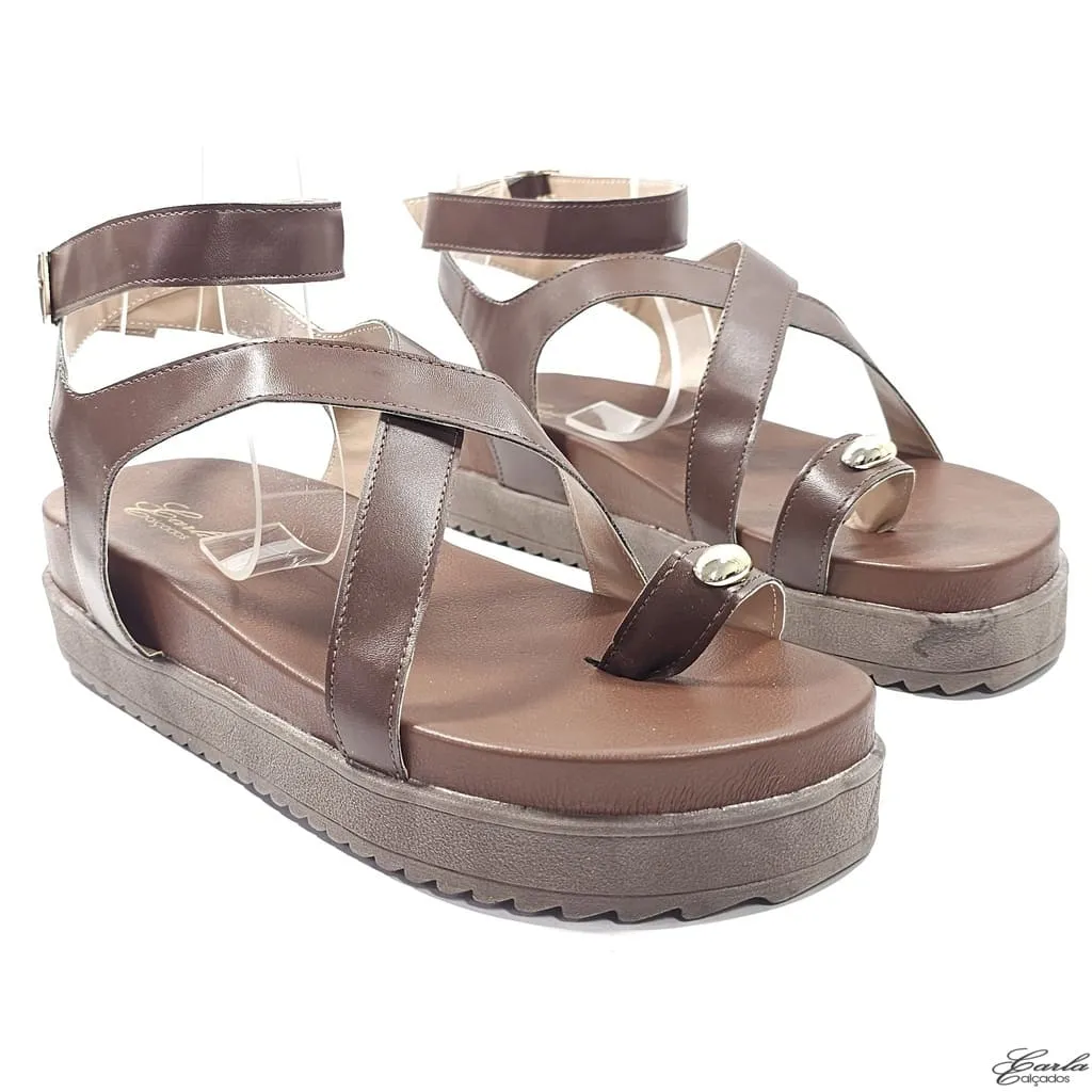 Plataforma Papete Boho Chic Thong Tamanho Especial Mocha Mousse Plataforma Papete Boho Chic Thong Tamanho Especial Mocha Mousse