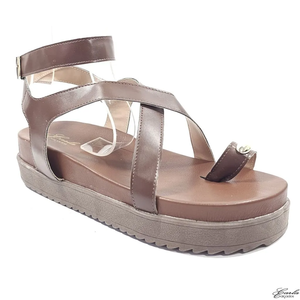 Plataforma Papete Boho Chic Thong Tamanho Especial Mocha Mousse Plataforma Papete Boho Chic Thong Tamanho Especial Mocha Mousse