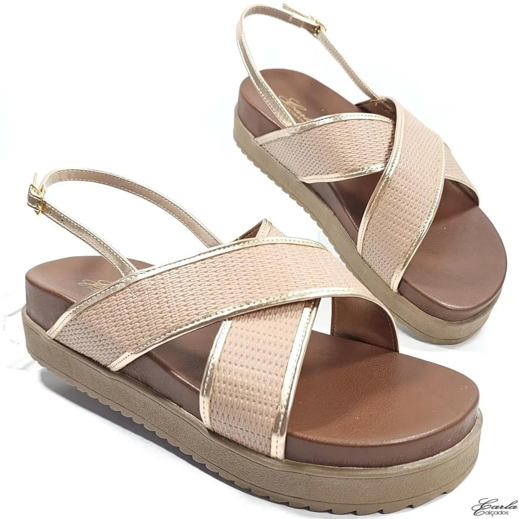 Plataforma Papete Boho Chic Cruzada Tamanho Especial