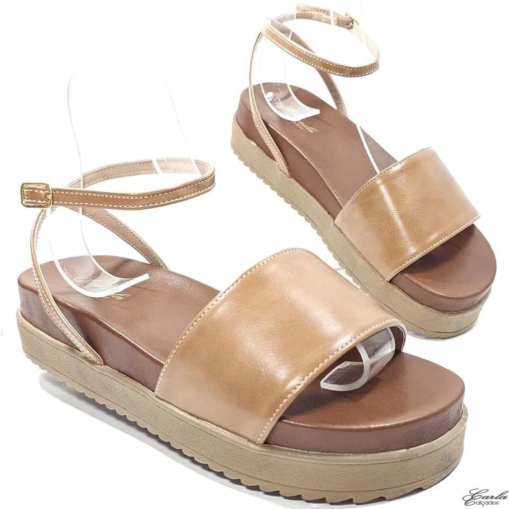 Plataforma Papete Boho Chic Slide Bege Tamanho Especial
