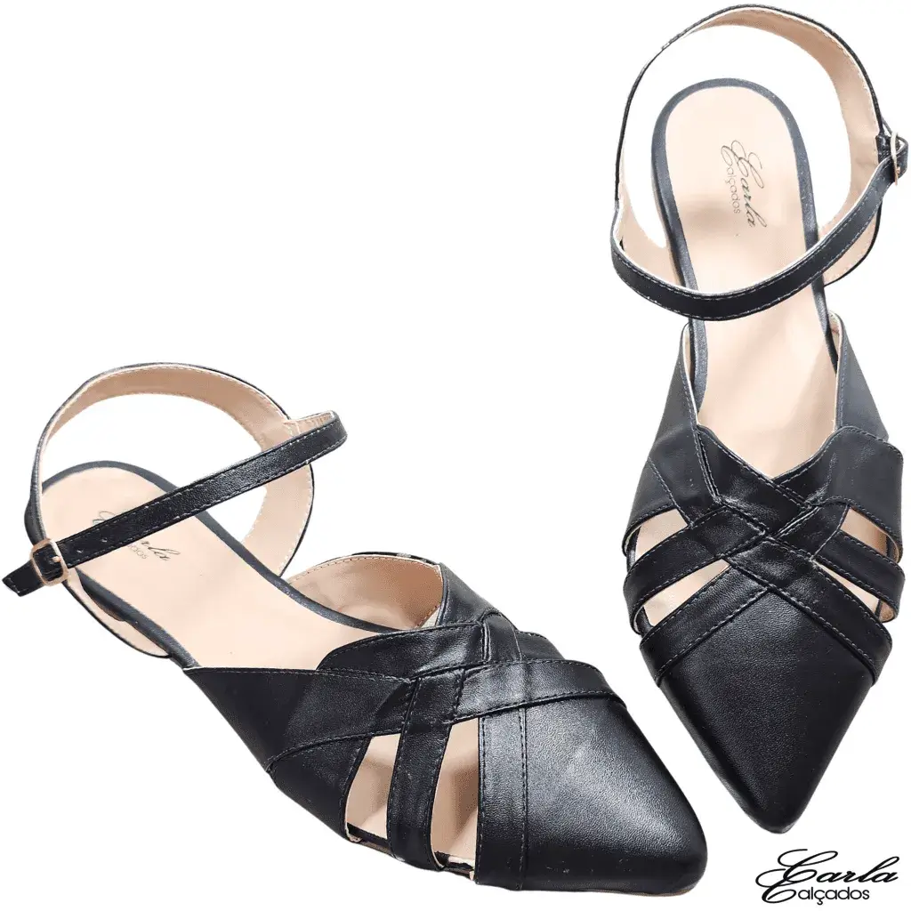 Sapatilha Slingback Salomé Preta Tamanho Especial