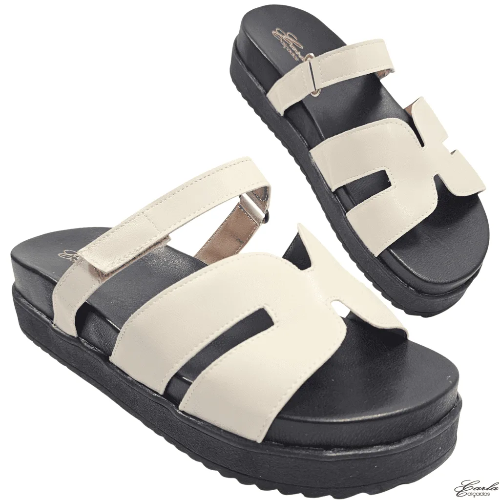 Plataforma Papete Boho Chic Off White Tamanho Especial