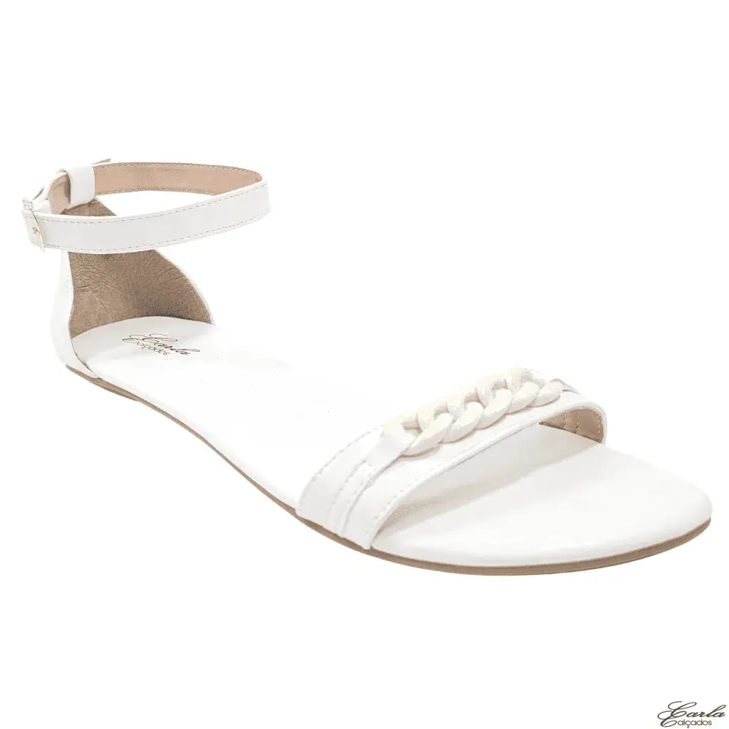 Rasteirinha Tamanho Especial (10) Rasteirinha Branca Argolas Numeração Especial 41 ao 44