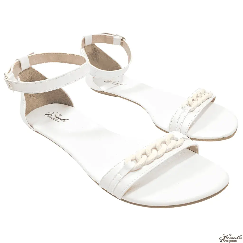 Rasteirinha Tamanho Especial (11) Rasteirinha Branca Argolas Numeração Especial 41 ao 44