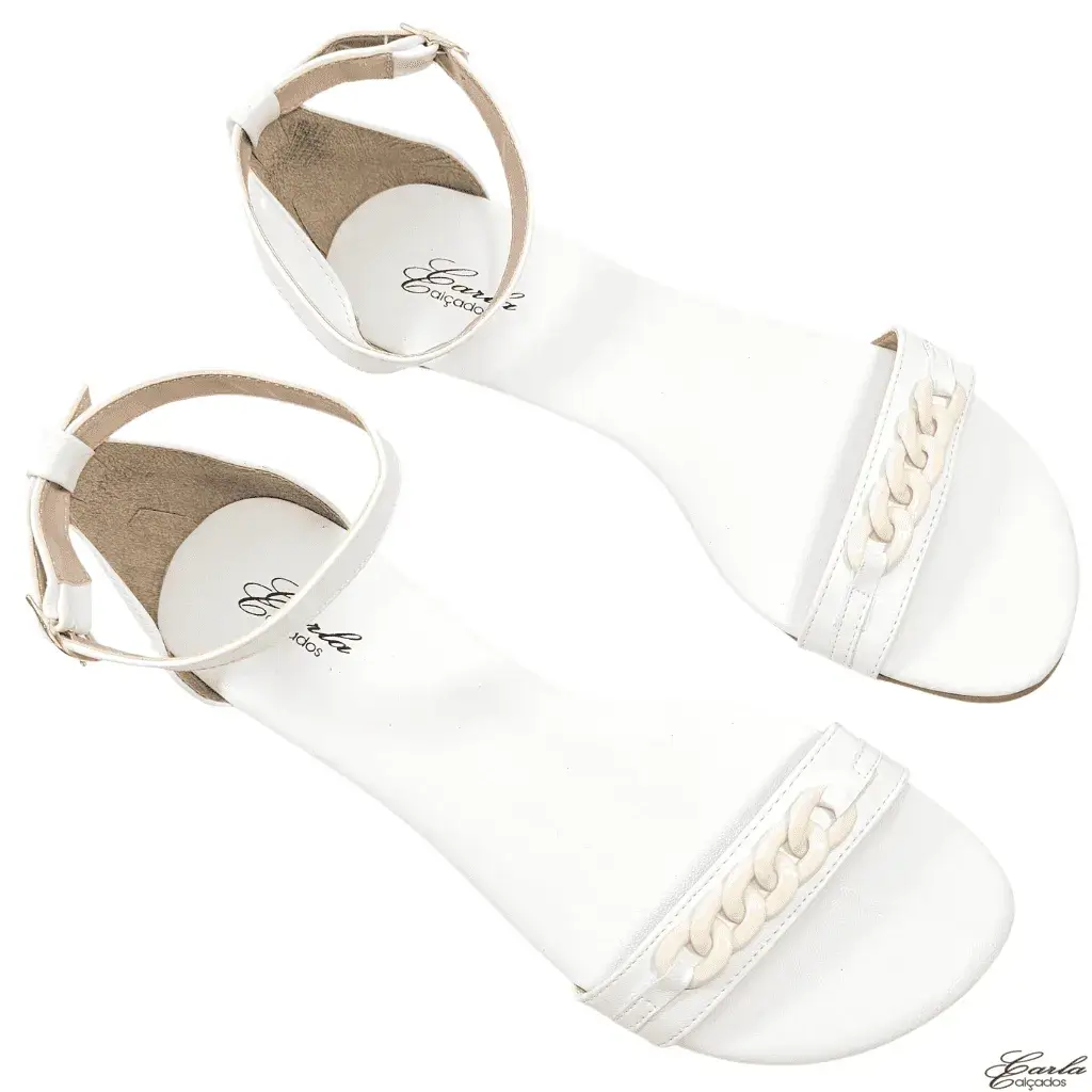 Rasteirinha Tamanho Especial (12) Rasteirinha Branca Argolas Numeração Especial 41 ao 44