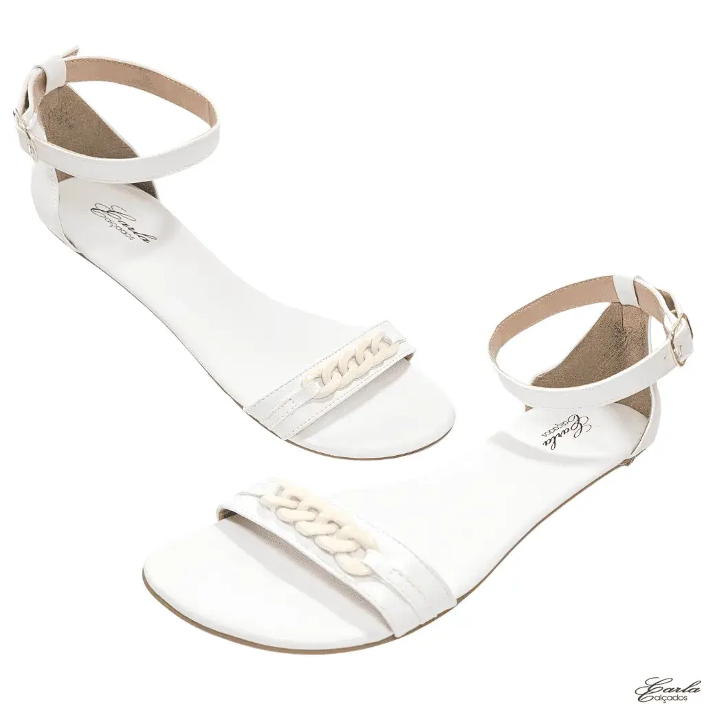 Rasteirinha Tamanho Especial (13) Rasteirinha Branca Argolas Numeração Especial 41 ao 44