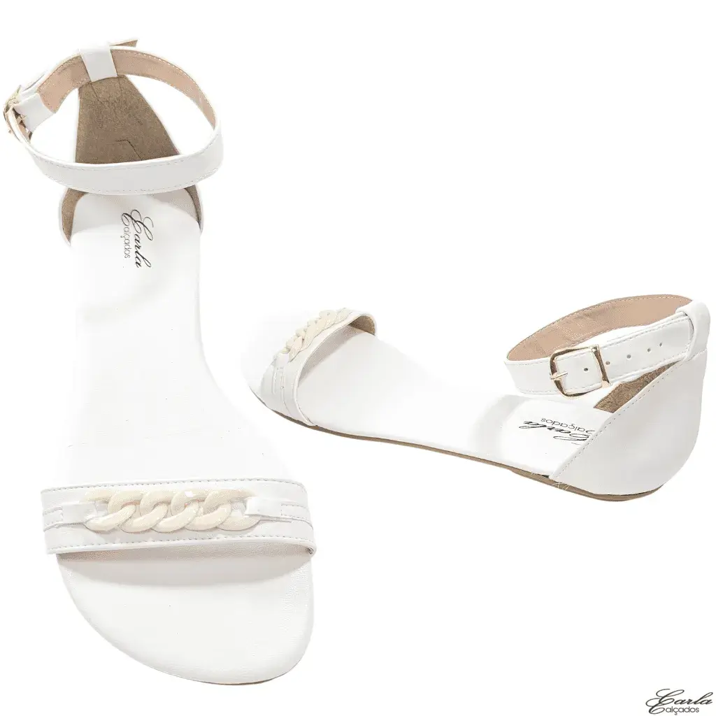 Rasteirinha Tamanho Especial (14) Rasteirinha Branca Argolas Numeração Especial 41 ao 44