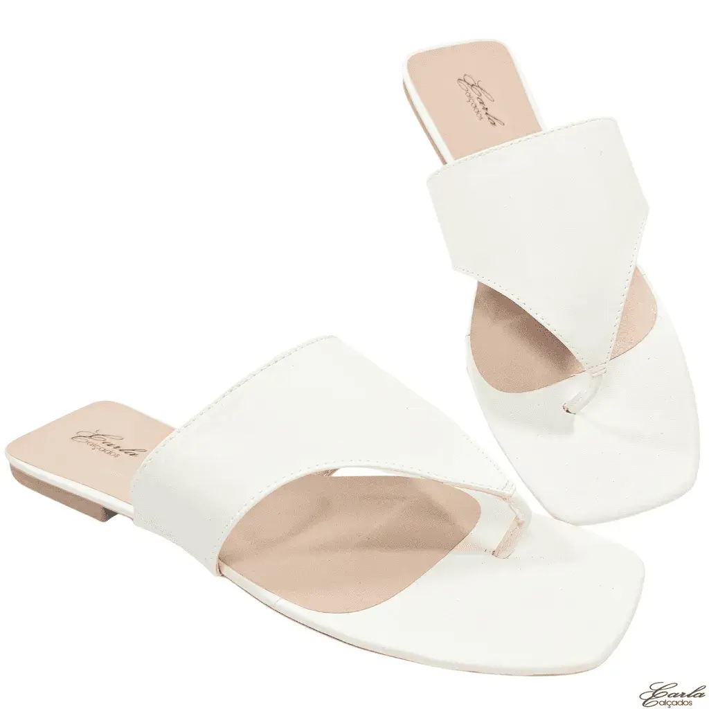 Rasteira Thong Branca Larga Tamanho Especial