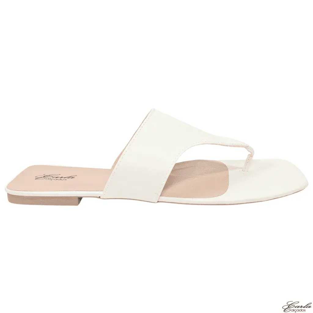 Rasteira Thong Branca Larga Tamanho Especial