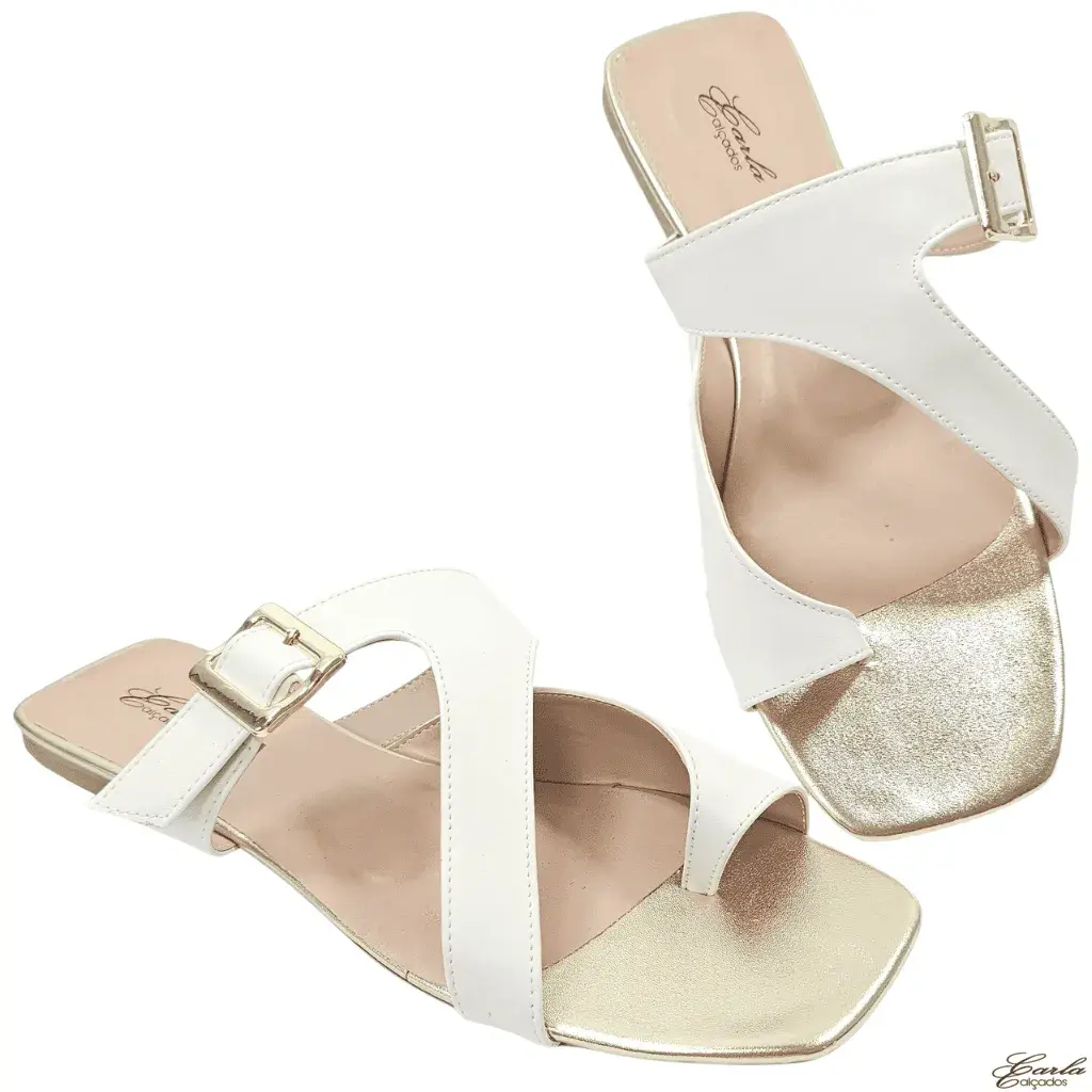 Rasteirinha Sandália Off White Mule Tamanho Especial