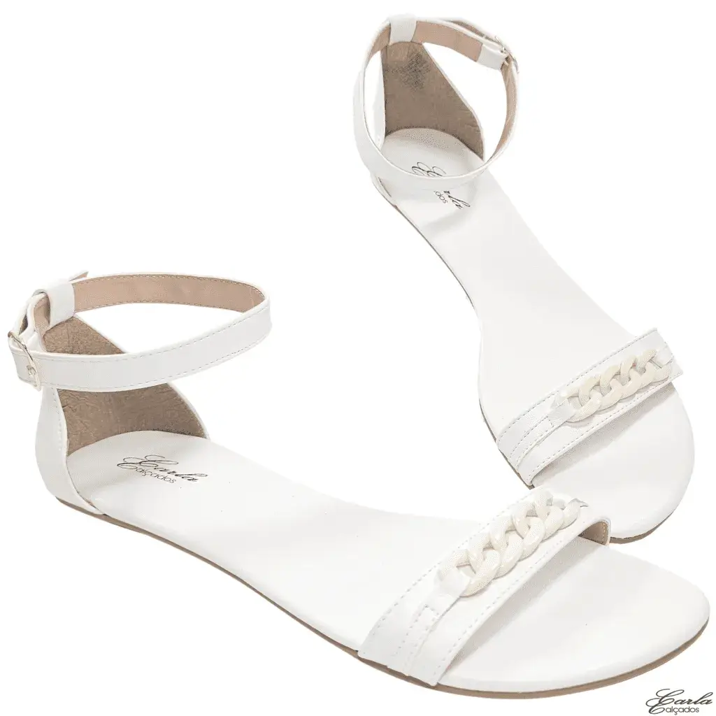 Rasteirinha Branca Argolas Numeração Especial 41 ao 44