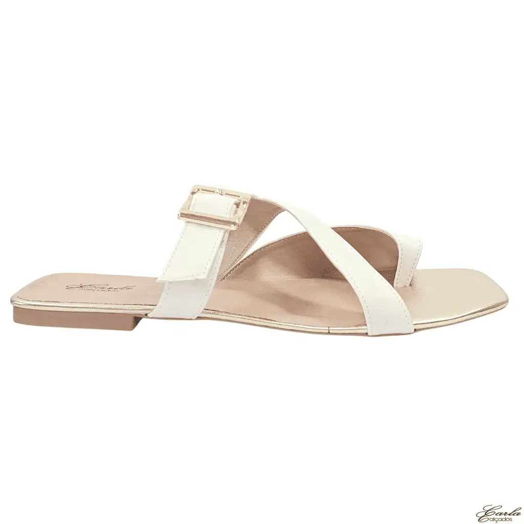 Rasteirinha Sandália Off White Mule Tamanho Especial