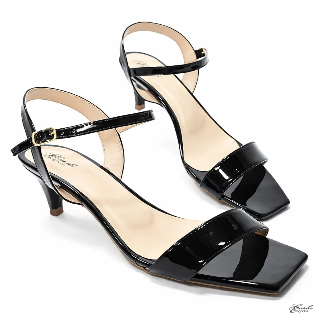 Sandália Clássica Salto 5cm Fino Tamanho Especial Preta (9)