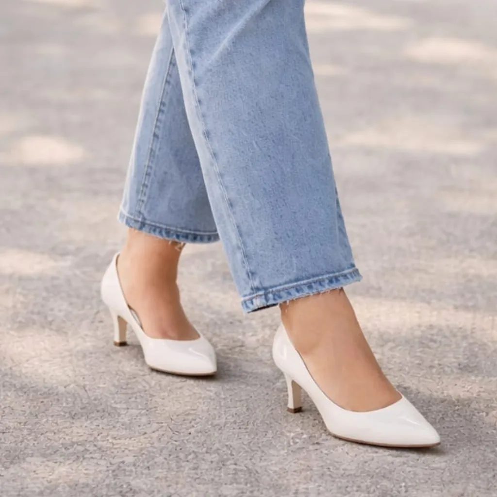 Scarpin Tamanho Especial Salto 5cm Branco Verniz