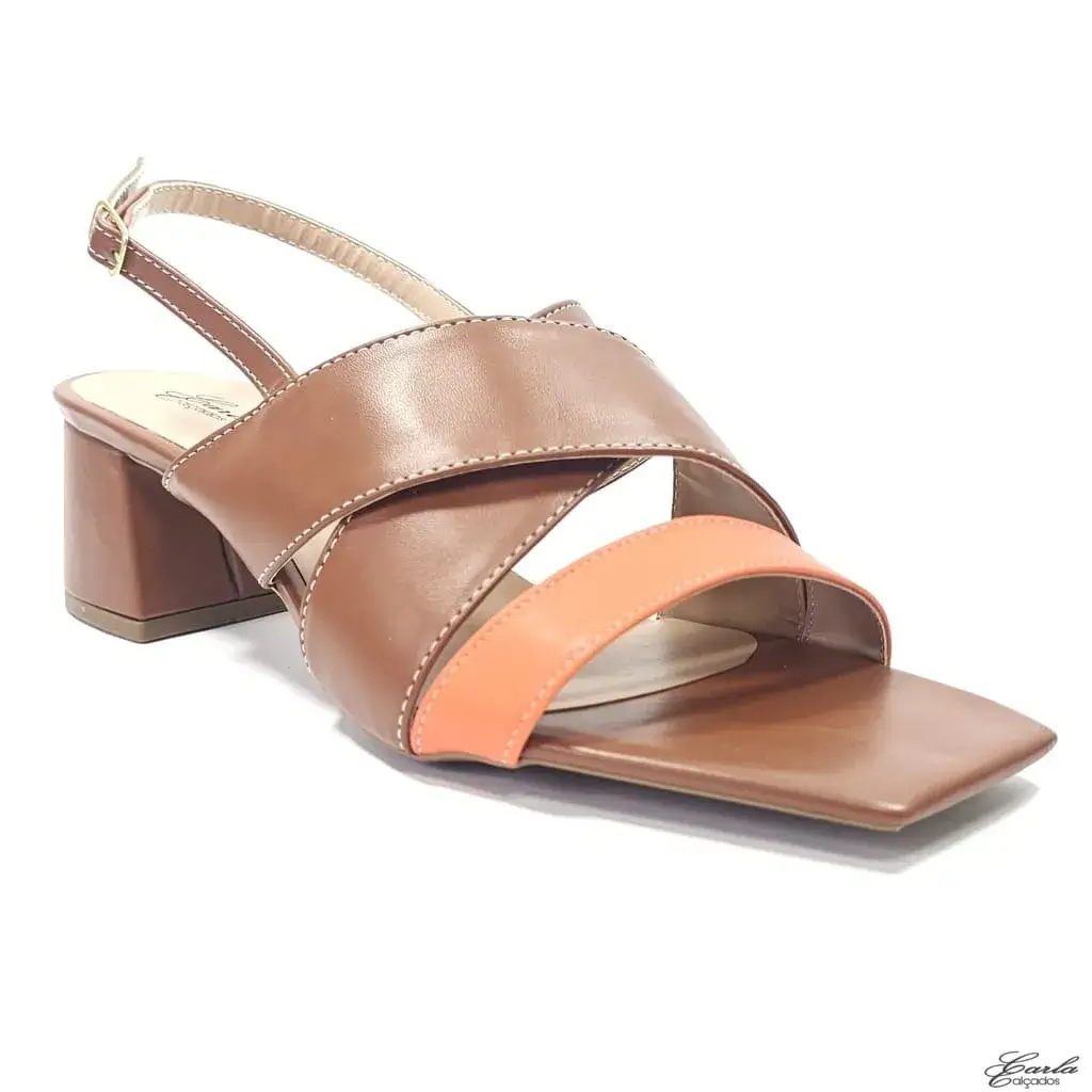 Sandália Salto Bloco 5cm Caramelo Tamanho Especial Sandália Salto Bloco 5cm Caramelo Tamanho Especial