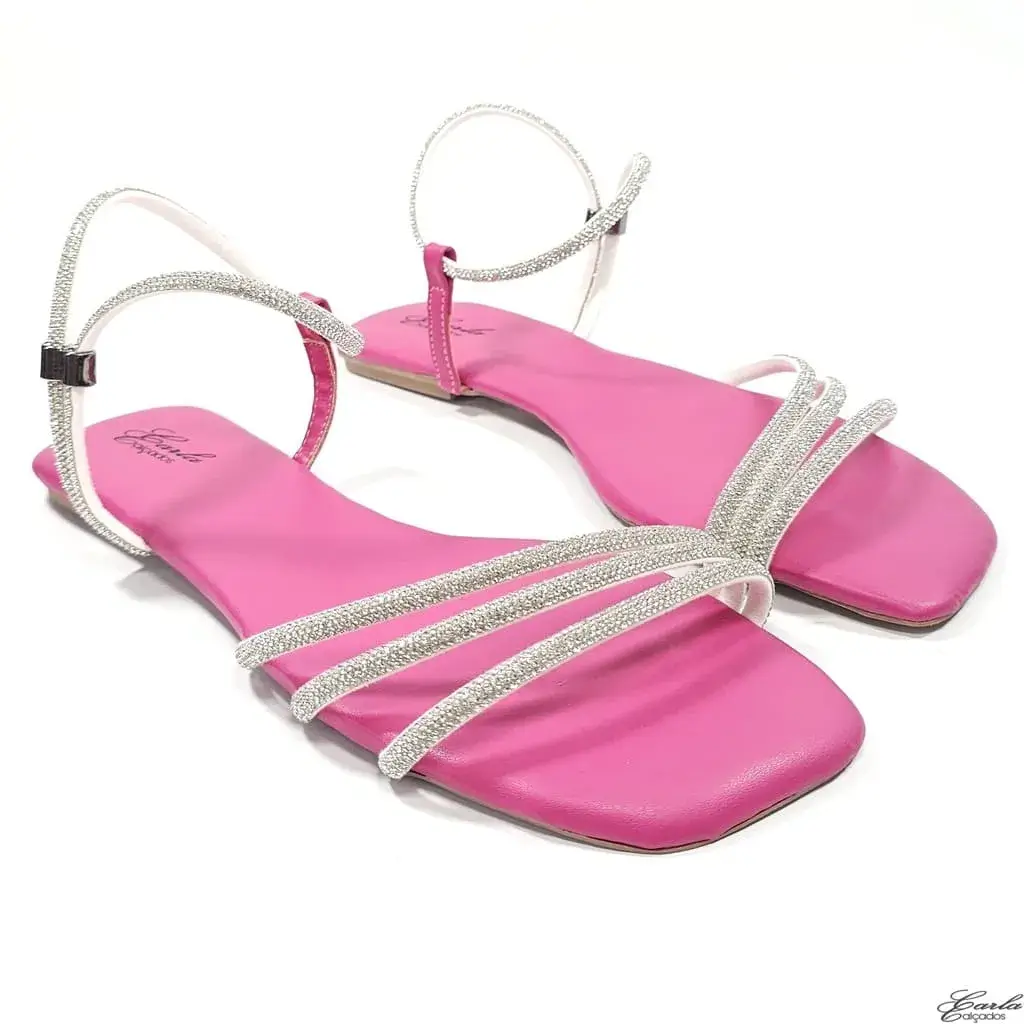 Rasteirinha Sandália Pink Strass Tamanho Especial Rasteirinha Sandália Pink Strass Tamanho Especial