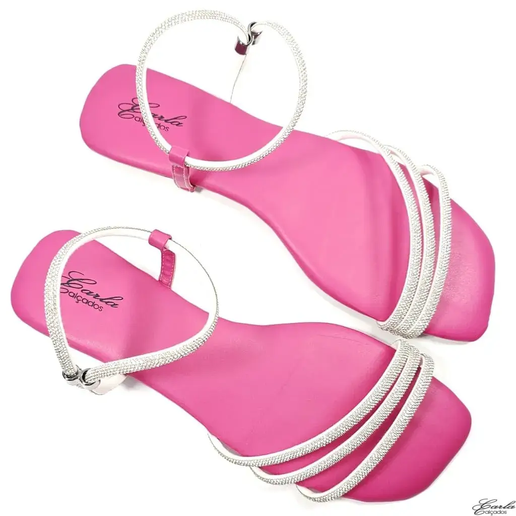 Rasteirinha Sandália Pink Strass Tamanho Especial Rasteirinha Sandália Pink Strass Tamanho Especial